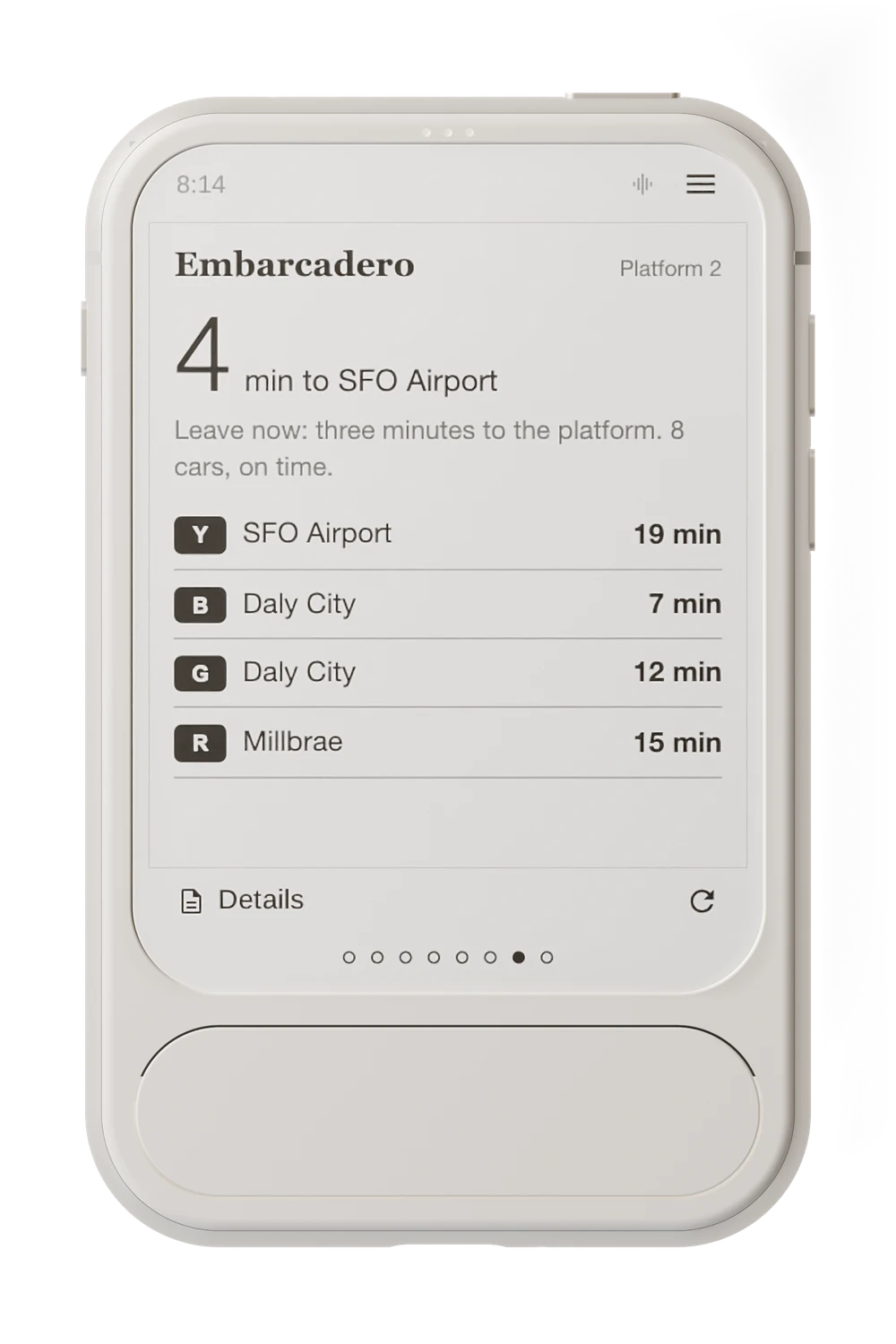 Envoy 1 showing the next trains
